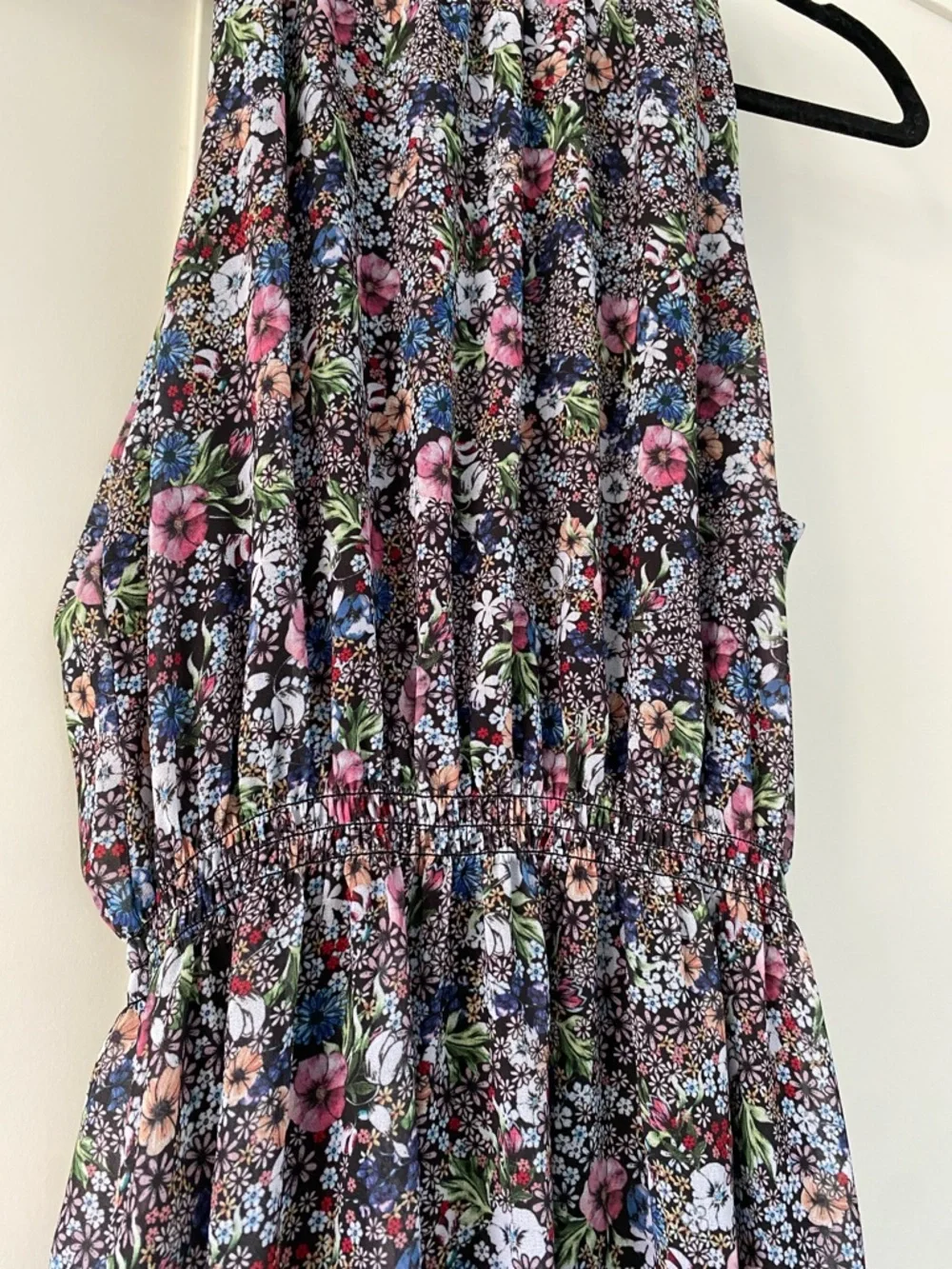 H&M Mulitcolour Floral Chiffon Sleeveless A-Line Dress Size 8 - Picture 5 of 15